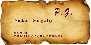 Pecker Gergely névjegykártya